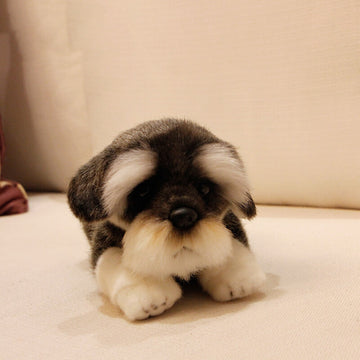 Lifelike Miniature Schnauzer Stuffed Animal Plush Toy